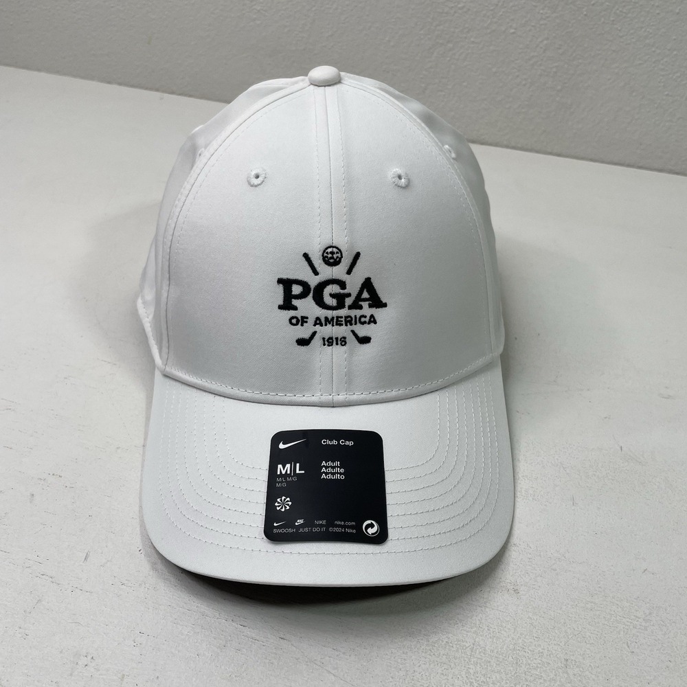 PGA Golf Nike Hat Dri-Fit Club Cap Medium/Large White Embroidered NWT